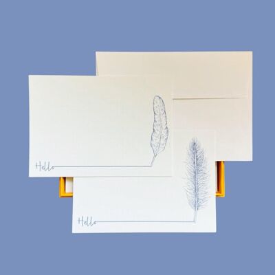 Hello Feather with Laid Envelopes