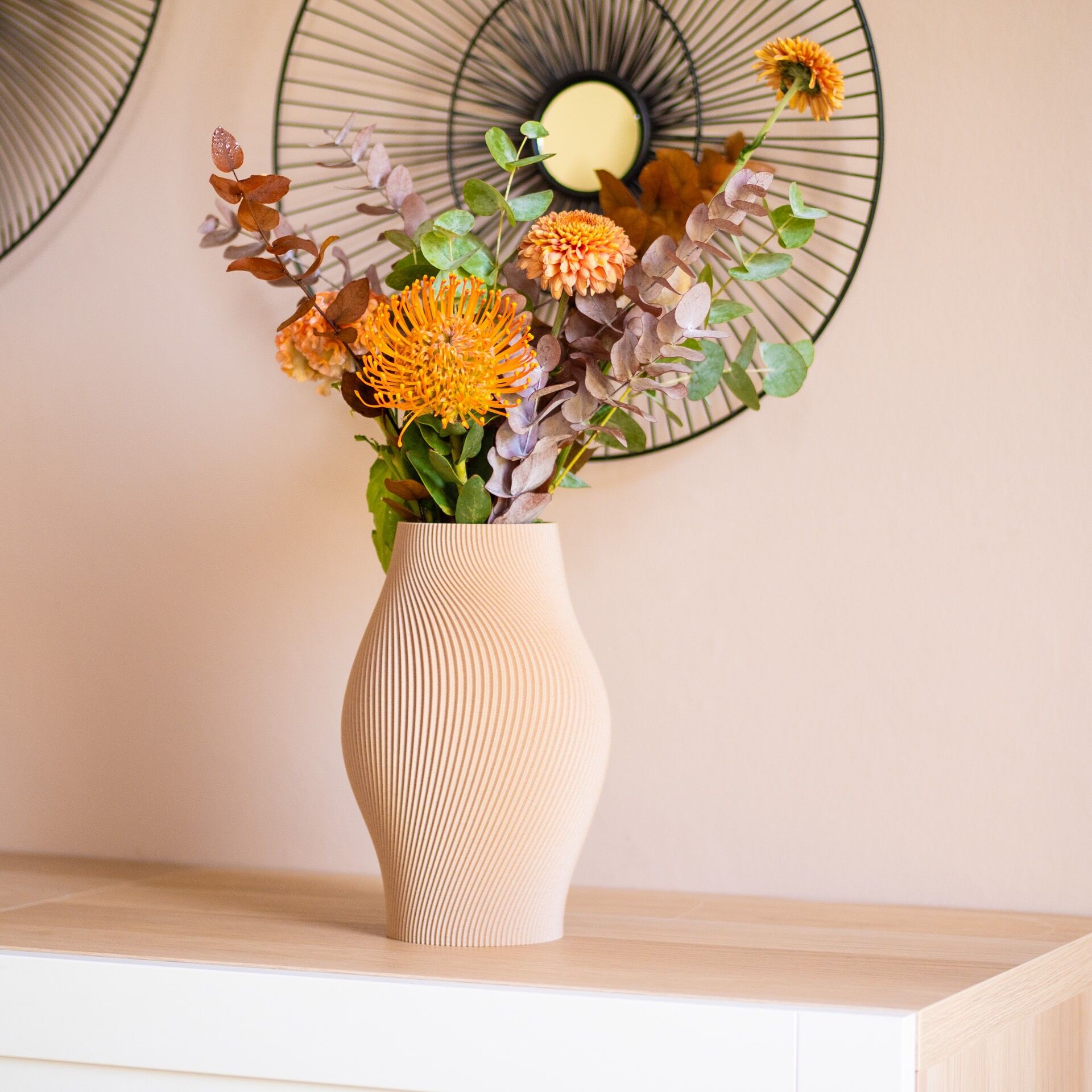 Vaso dal design leggero e impermeabile (25 cm) - Beige e marrone