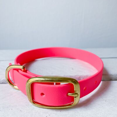 Collar biothane rosa neón - xs plus