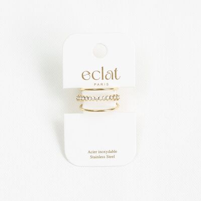 Adjustable gold ring with 3 rows