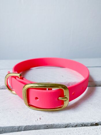 Collier Biothane rose fluo - S 2