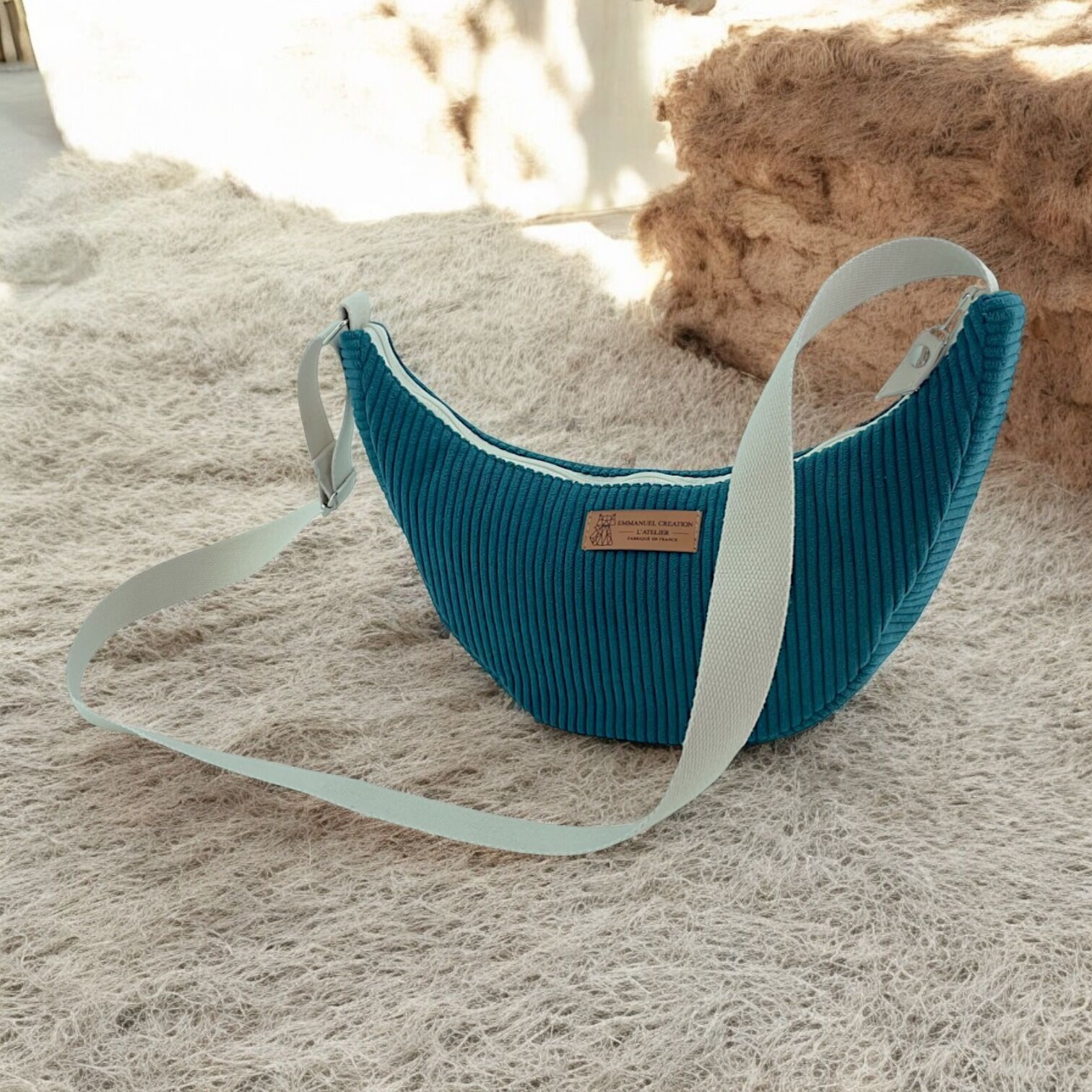 Bolso Léo S, color petróleo «Corduroy»