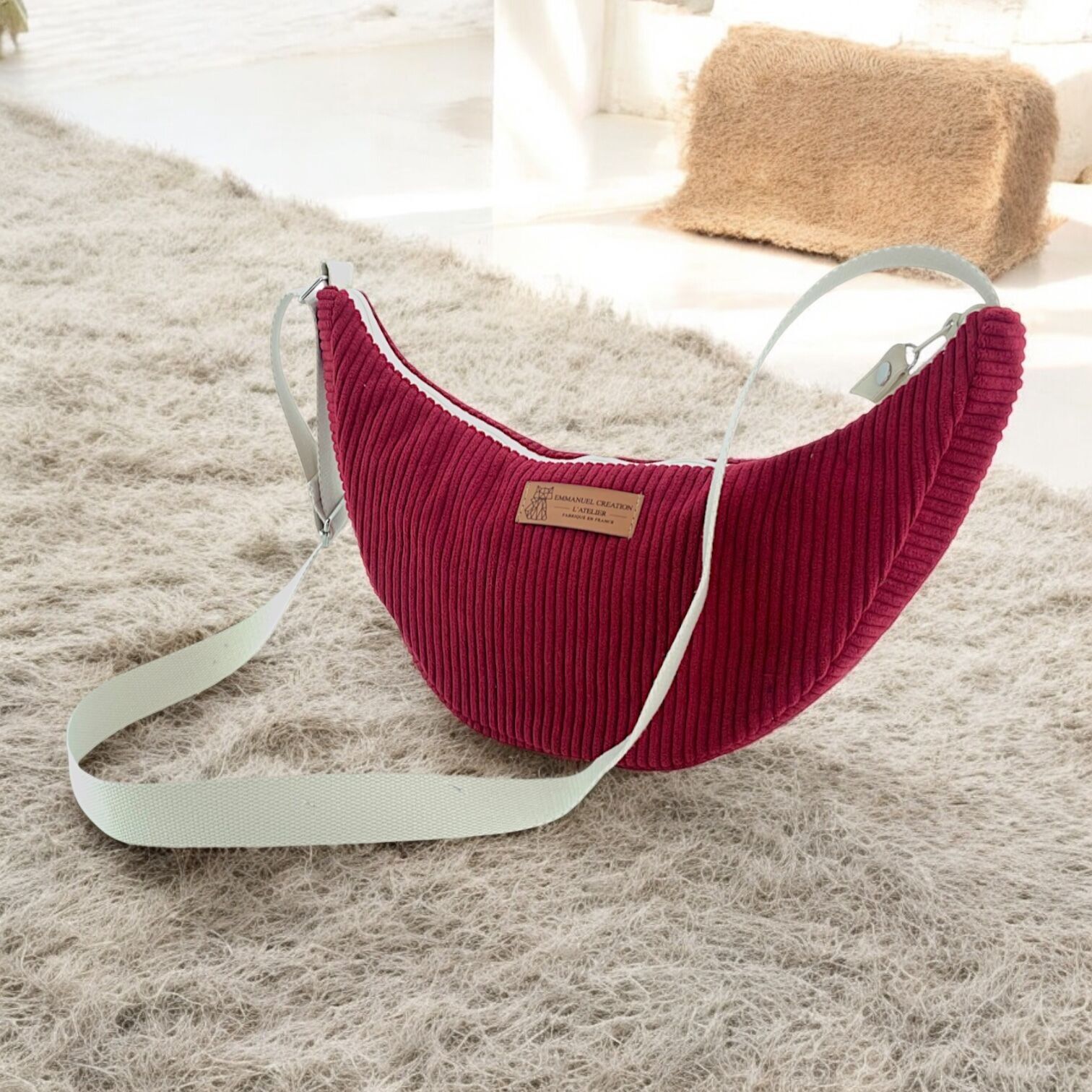 Bolso Léo S, color vino tinto «Corduroy»