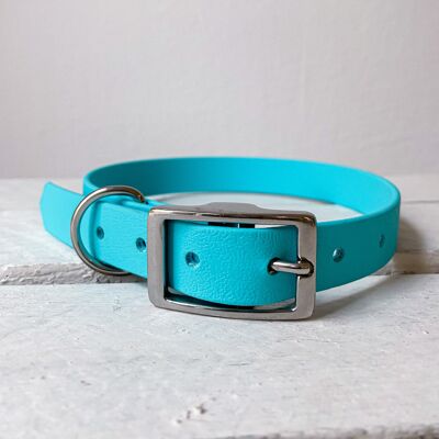 Collier Biothane turquoise - L