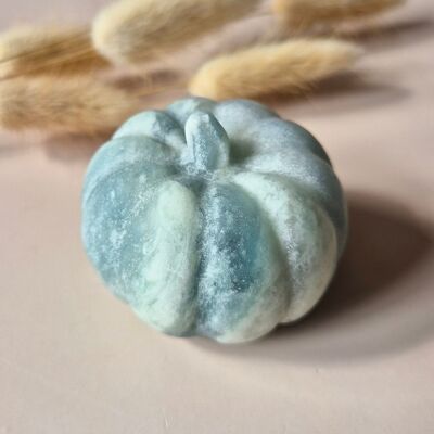 Gemstone Pumpkin Carving Caribbean Calcite 7cm – Hand-carved autumn magic for Halloween Decoration