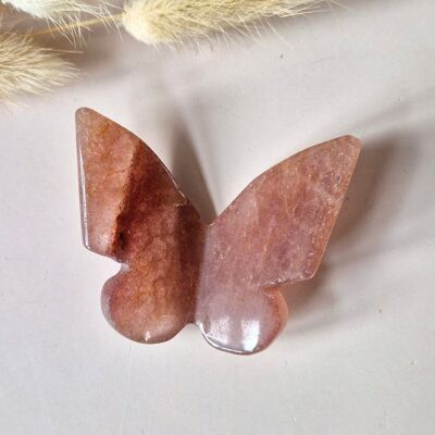 Gemstone Butterfly 6x5 cm – Strawberry Quartz