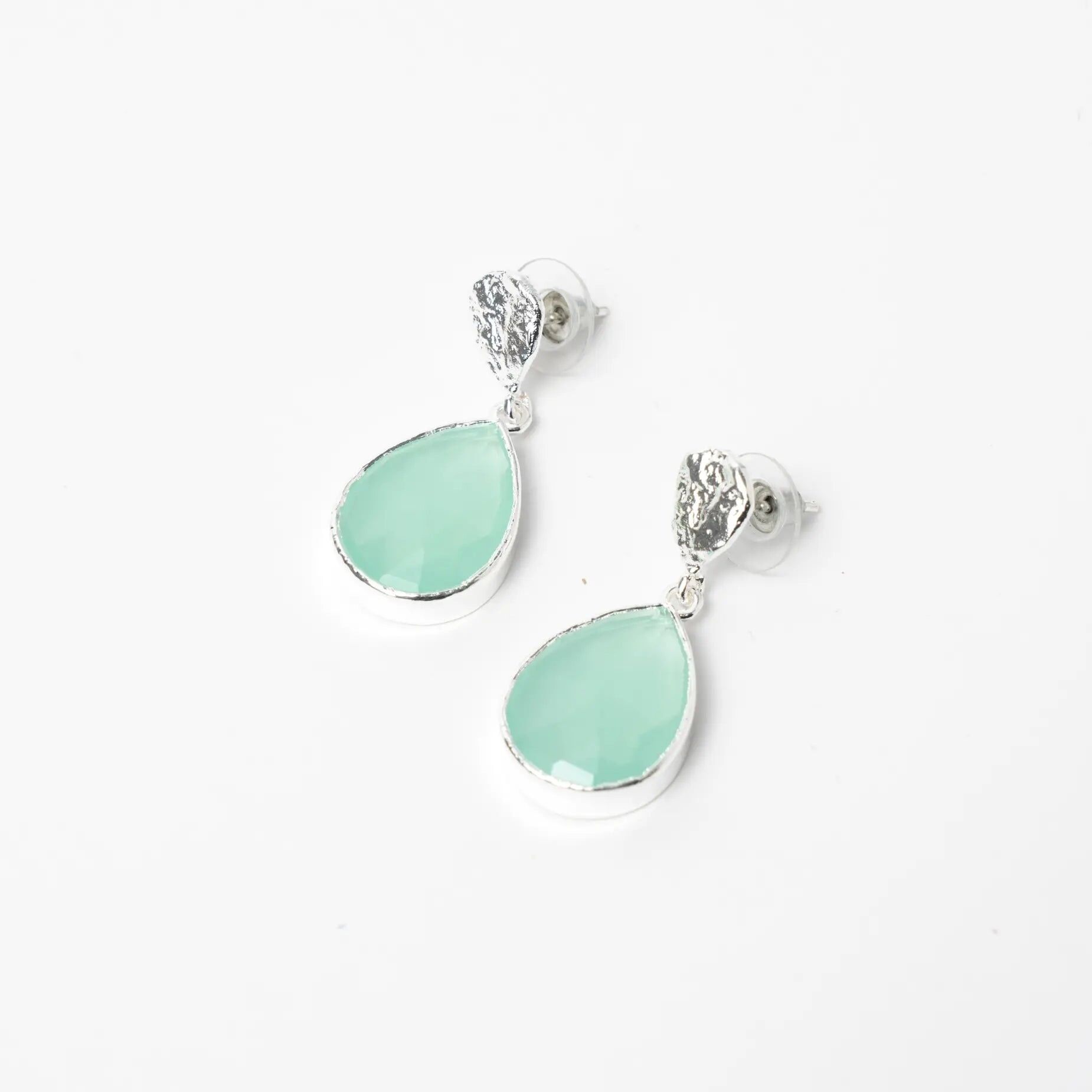 Orecchini Drop Ed.Argento lucido verde acqua limitato