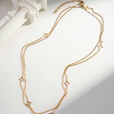 Collier Sautoir Étoile Acier Inoxydable Doré &Touche Céleste