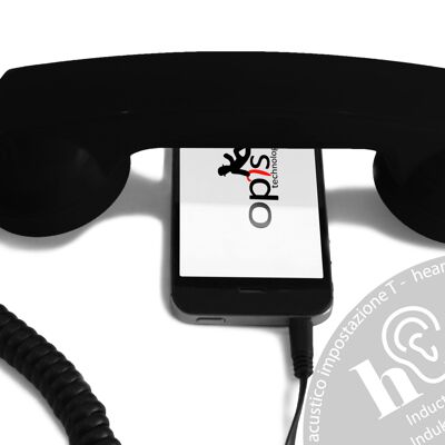 Opis - Microteléfono de los años 60 para usuarios de audífonos / Teléfono retro compatible con todos los smartphones modernos