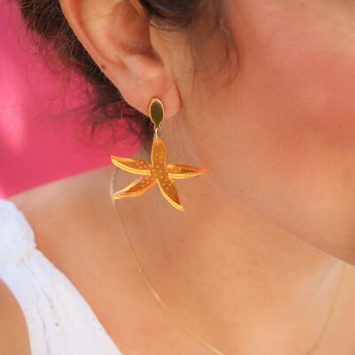 Boucles d'oreilles Anémone Miroir Orange