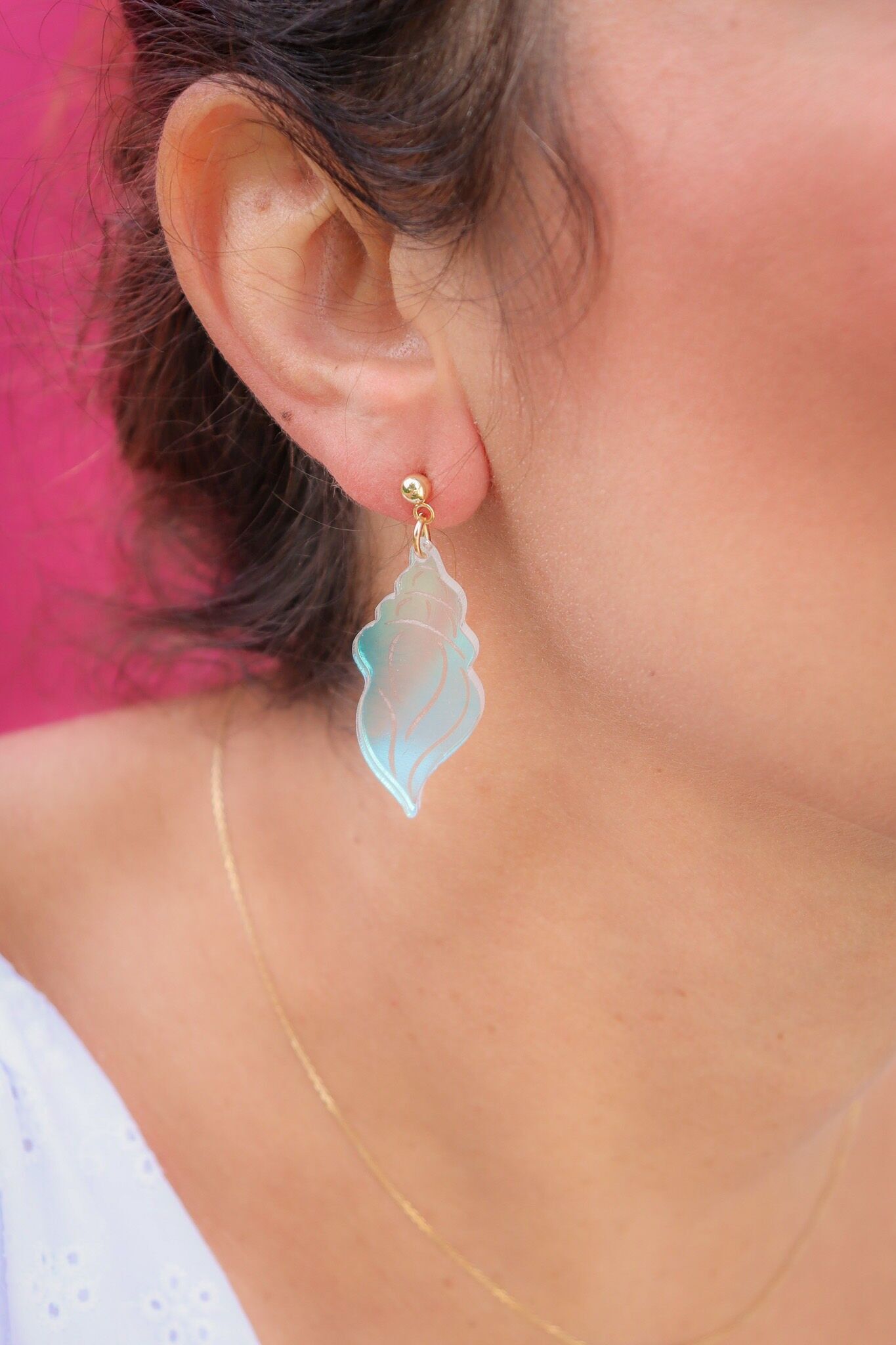 Pendientes de concha holográfica