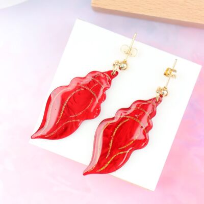 Red Pearly Shell Earrings