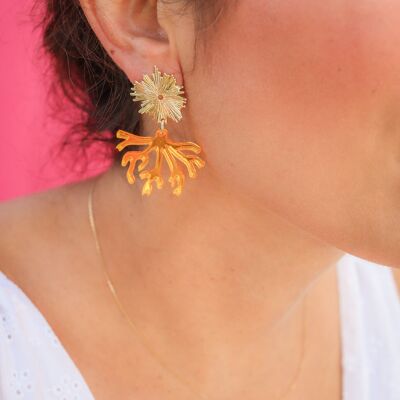 Pendientes de coral espejo naranja
