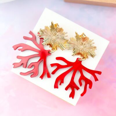 Red Pearly Coral Earrings