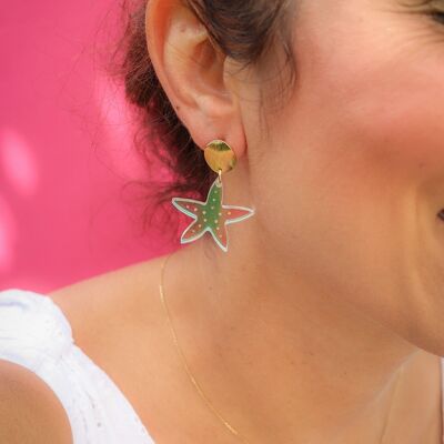 Holographic Starfish Earrings