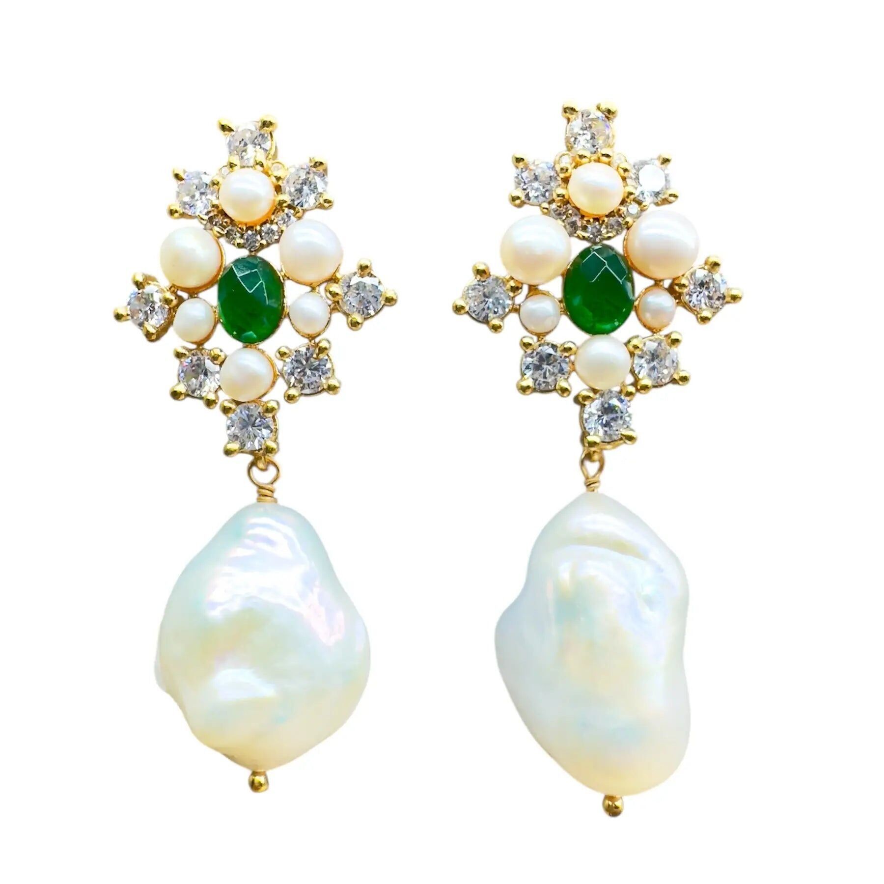 Orecchini Gallardo Shine, verdi e perle