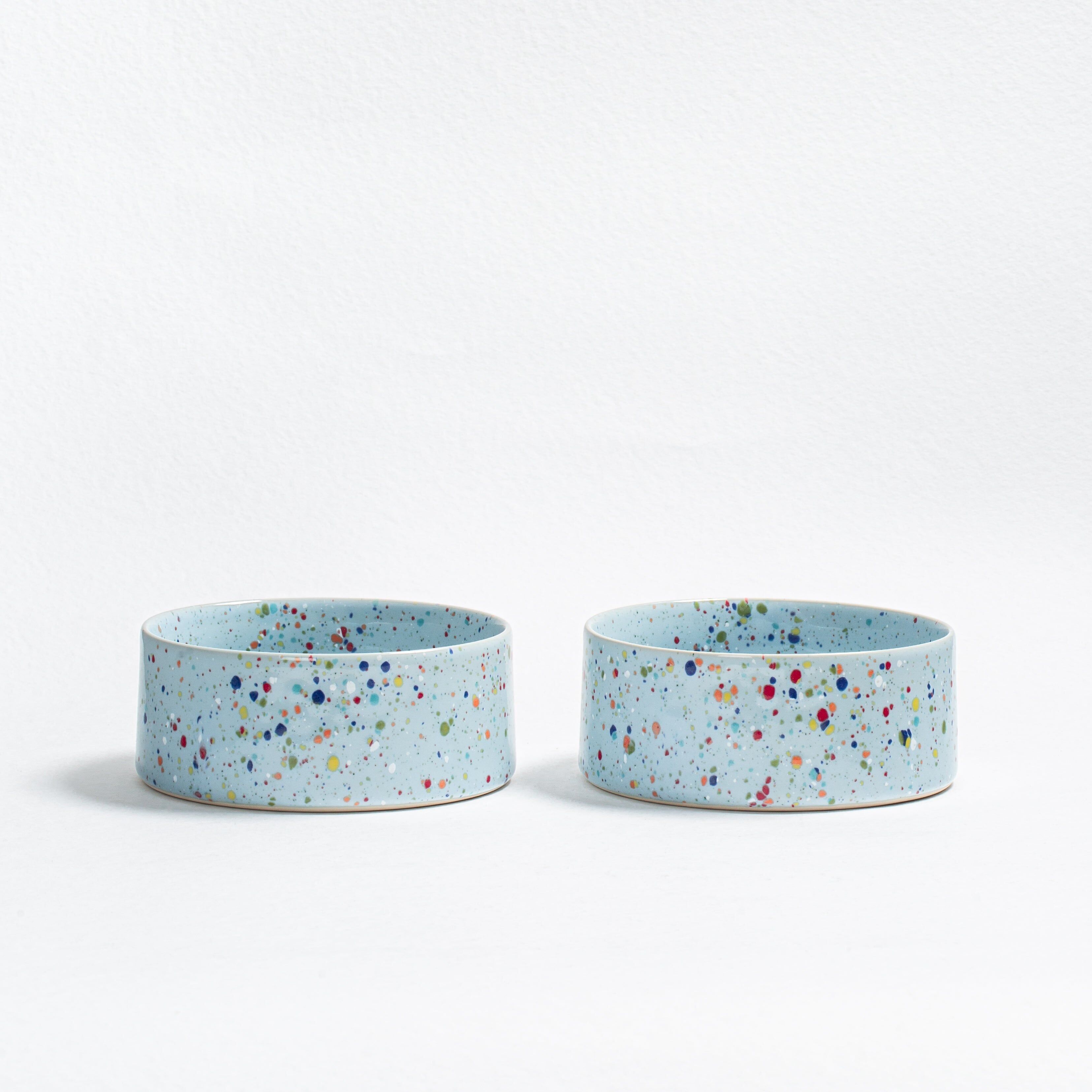 New Party Stoneware Pet Bowl 16,5cm 2 Pieces Set Soft Blue