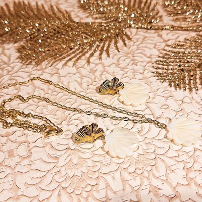 Parure Boucles d'oreilles Collier acier inox coquillage
