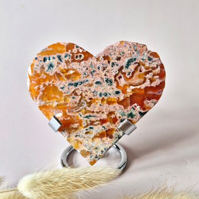 Corazón de ágata musgosa drusa roja (8-10 cm) – Amor y Pasión #60