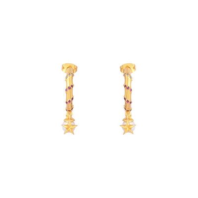Boucles d'oreilles créoles Kirk violettes et fuchsia