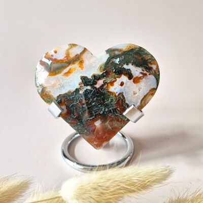 Red Druzy Moss Agate Heart (8-10 cm) – Love & Passion #68