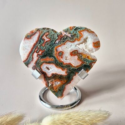 Cœur en agate mousse druzy rouge (8-10 cm) – Amour et passion n° 72