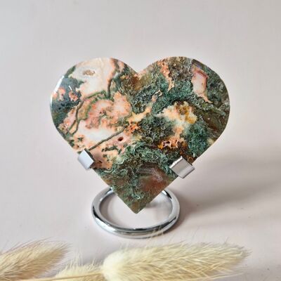 Red Druzy Moss Agate Heart (8-10 cm) – Love & Passion #73
