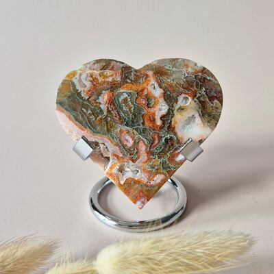 Red Druzy Moss Agate Heart (8-10 cm) – Love & Passion #74