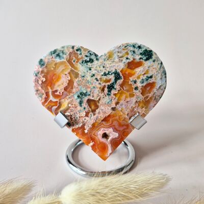 Cœur en agate mousse druzy rouge (8-10 cm) – Amour et passion n° 80