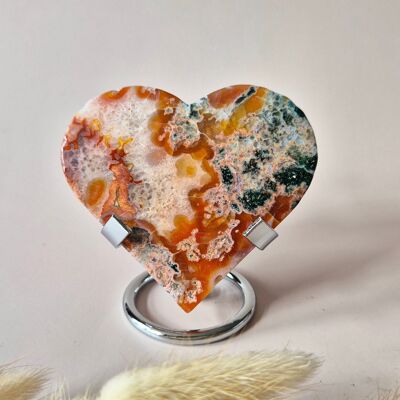 Red Druzy Moss Agate Heart (8-10 cm) – Love & Passion #82