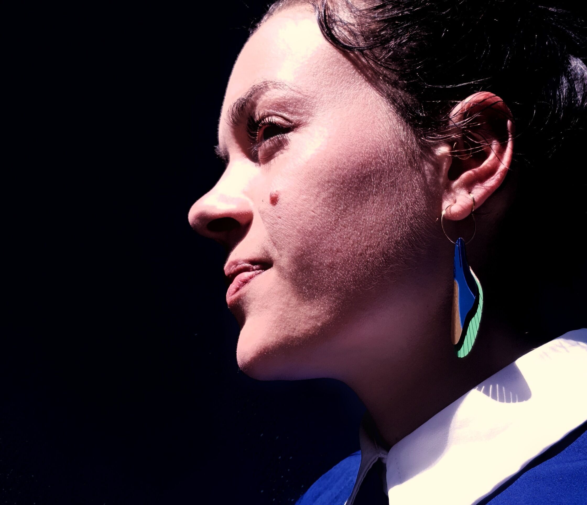 Designer, colorful and graphic *SHELL* earrings in formica - handmade in France