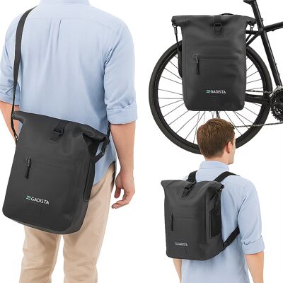 Bolsa para bicicleta 3 en 1 de 25 l: impermeable, ligera y compatible con portaequipajes. Se puede usar como mochila, sobre el hombro o colgado de la bicicleta.