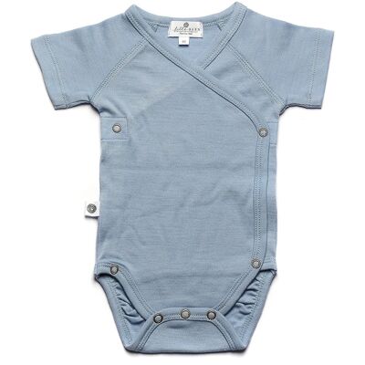 Mono de lana de manga corta – Lana merino – Azul niebla