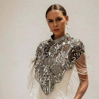 Elvy Silver and Black Jewel Cape