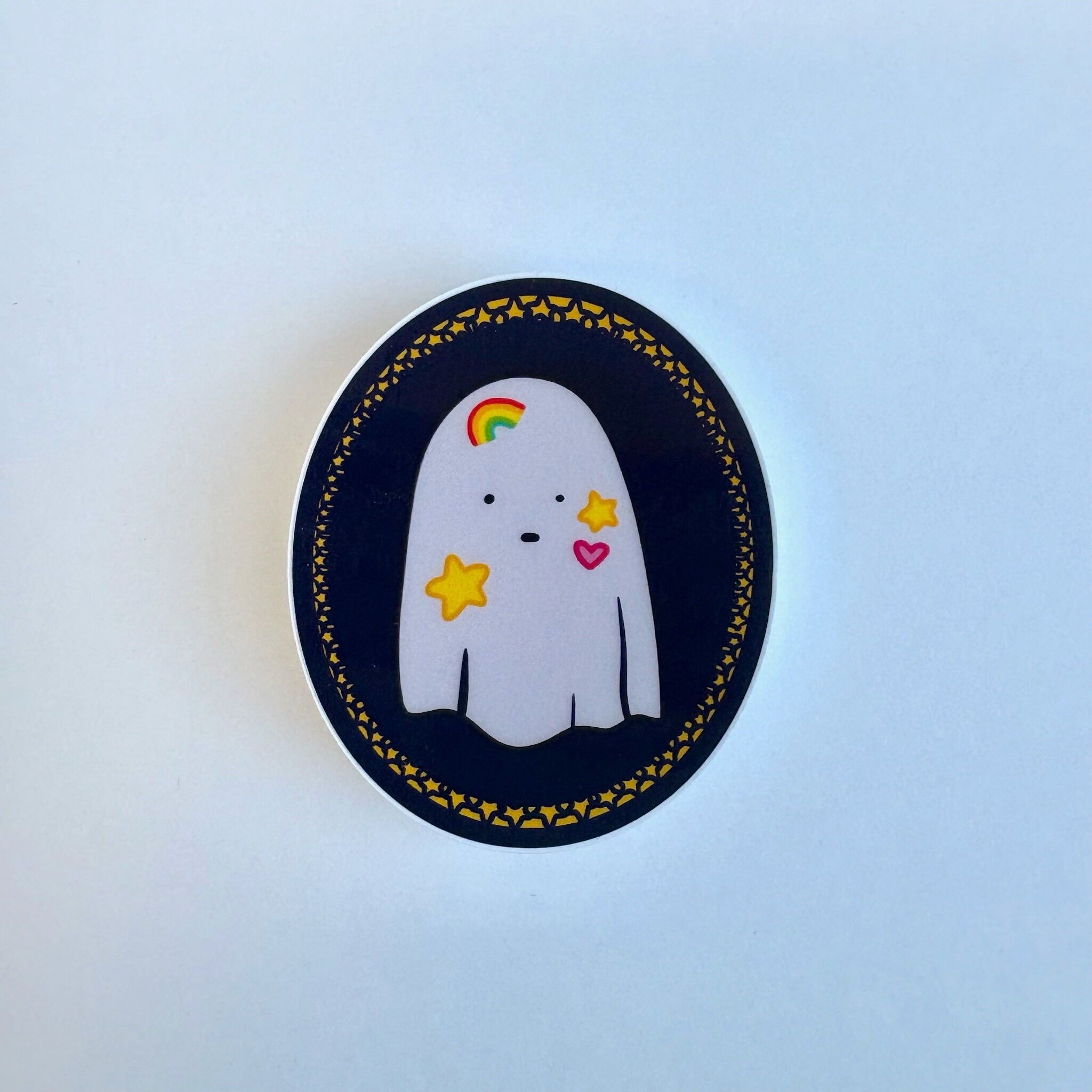 Simpatico adesivo in vinile traslucido a forma di fantasma di Halloween