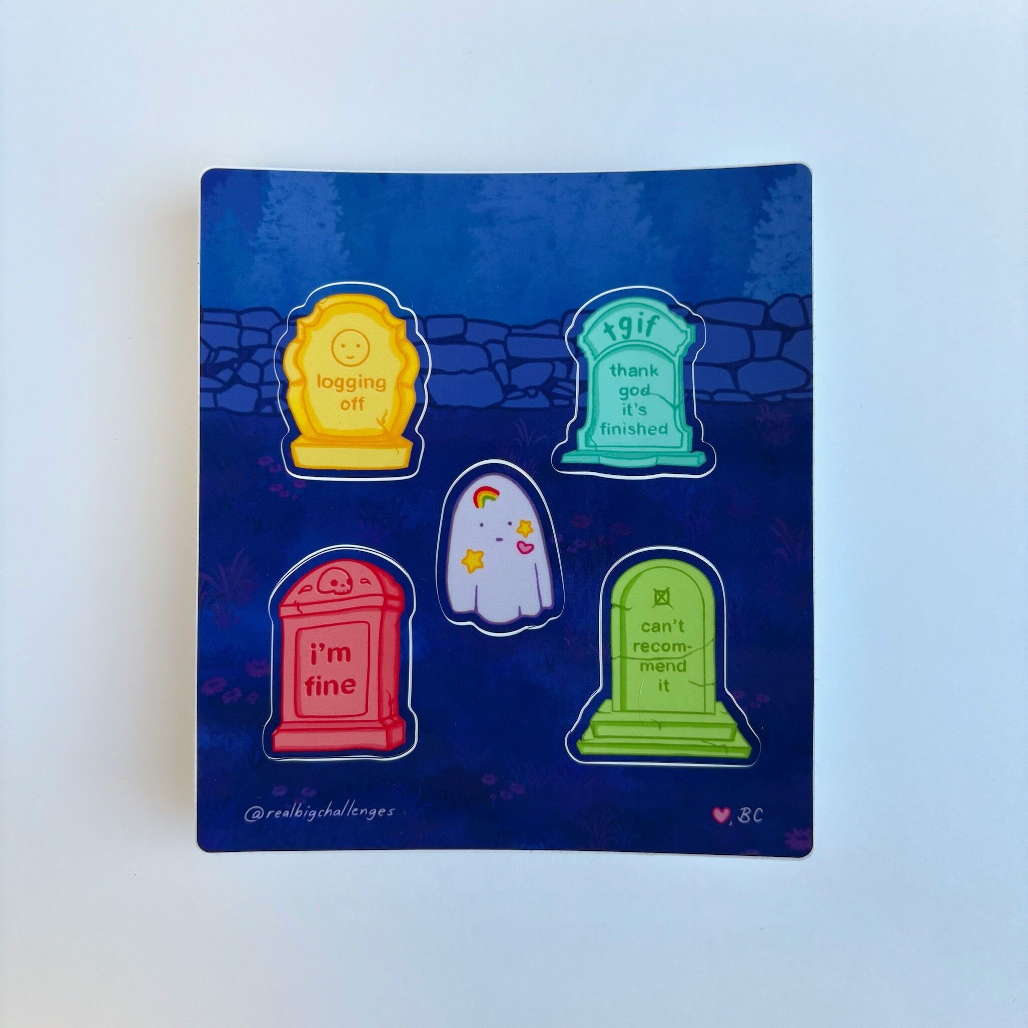 Foglio di adesivi in vinile impermeabile per Halloween "Snarky Graveyard"