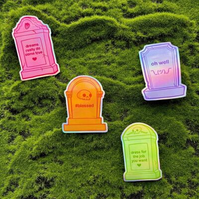 Holographic Tombstone Sticker Pack (40 items)