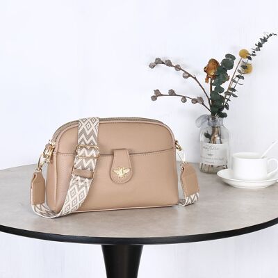 Vegan Leather Multi-compartment Crossbody Bag # 3340