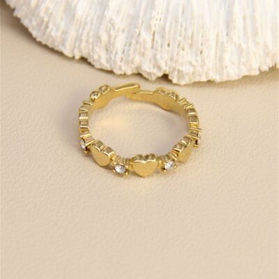 Anillo de acero inoxidable con corazones dulces