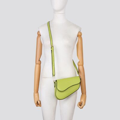 Vegan Leather Mini Crossbody Saddle Bag # 3411