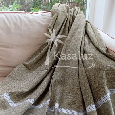 Fouta, Blanket or Square Tablecloth Bohemian Cumin 2X2 M