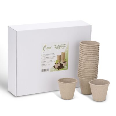 Biodegradable Plant Pots | 100 x 8cm | For Seeds, Cuttings & Plugs
