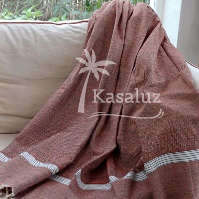 Fouta, Blanket or Square Tablecloth Bohemia Terracotta 2x2 M
