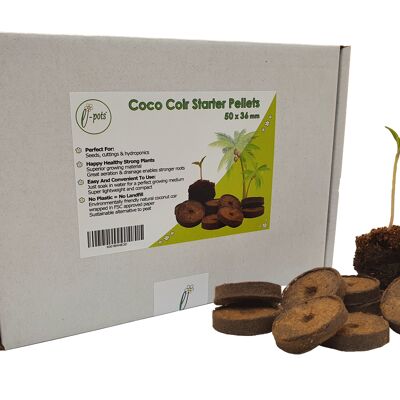 Pellets de arranque de fibra de coco 50 x 36 mm