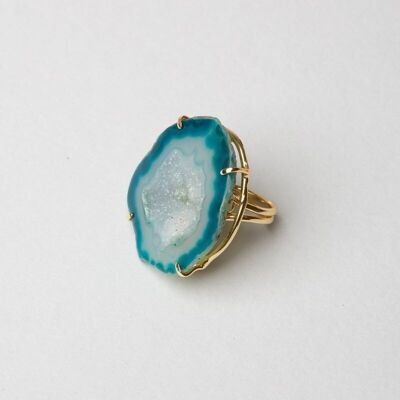 Anello geode blu turchese