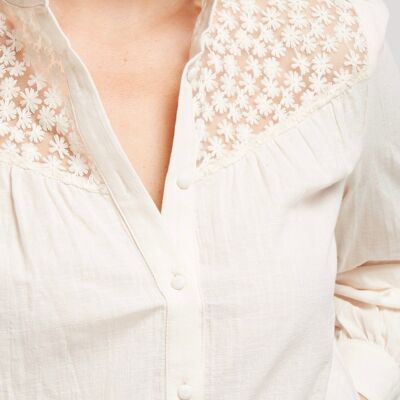 SPARKLE - Floral lace cotton blouse