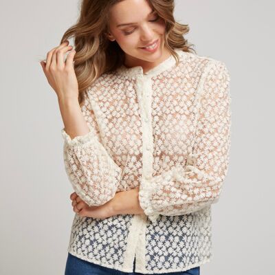 SHINE - Blusa in pizzo trasparente con stelle