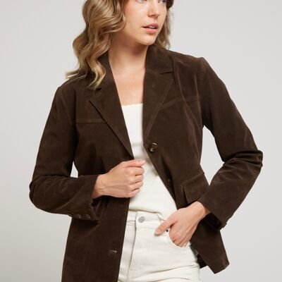 WHITNEY - Aged leather effect blazer jacket