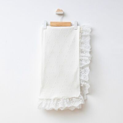 Manta de encaje elegante para niña – 90 x 90 cm – Suave y delicada