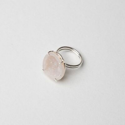 White Silver Geode Ring